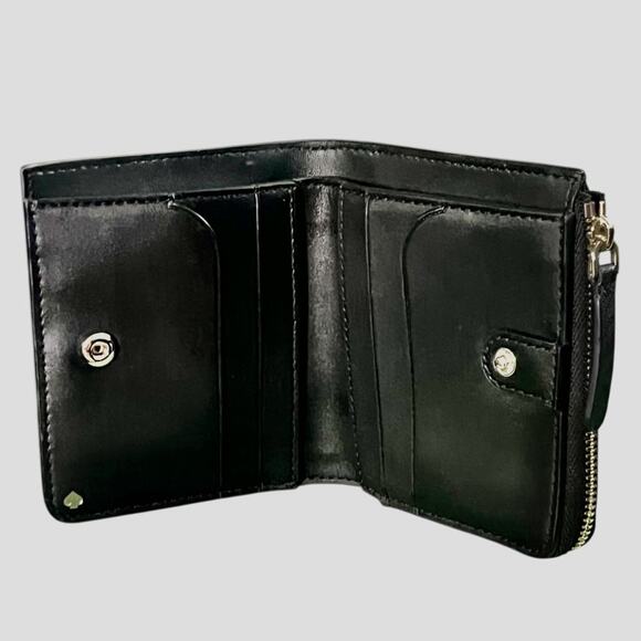 KATE SPADE Shimmy Glitter Black Small L-Zip Saffiano Leather Bifold Wallet - Picture 4 of 13